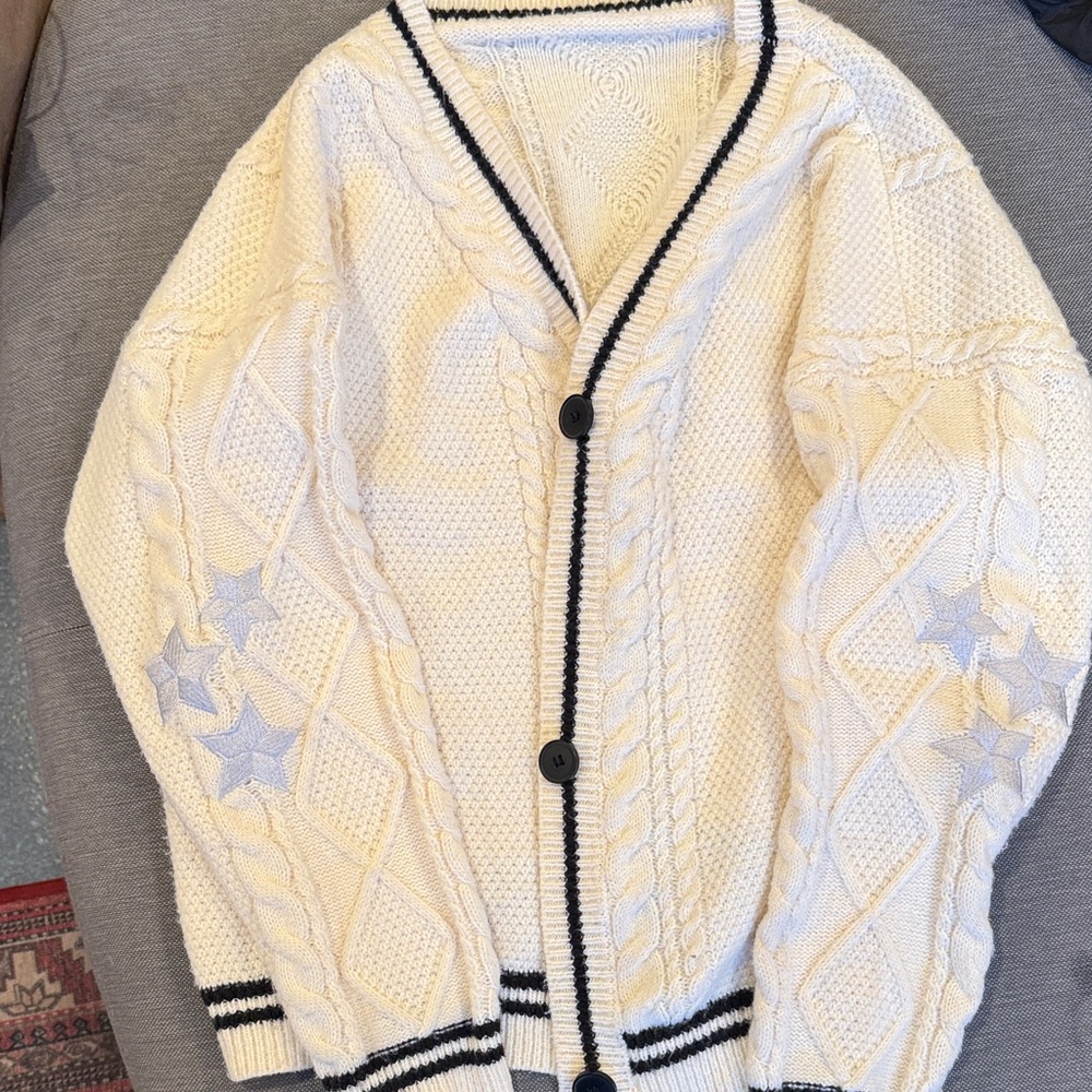 Taylor Swift Cable Knit Cardigan with Star Accents